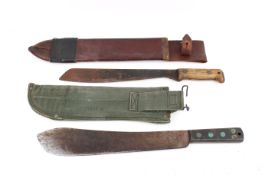 Two WWII period and later machetes.