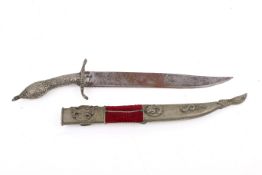 A vintage Eastern dagger, sheath and chain.