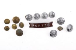 An assortment of accessories from British railway uniforms.