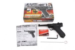 A KWC CO2 blowback air pistol KMB-41DHN, boxed. P08 'luger' style, Cal. 4.5mm/.