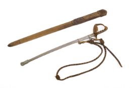 A late 19th/early 20th century sword letter opener and an early 20th century brass letter opener.