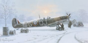 Philip E West (1949-1997), coloured print 'Winter of '41'.