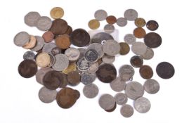 A small collection of assorted English and World coins.