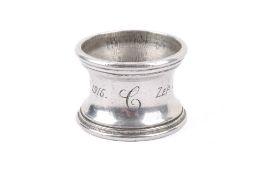 WWI German Zeppelin L31 Trench Art Napkin Ring. Shot down Potters Bar Oct 1st 1916.