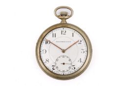 A white metal Tavanne's Watch Co. military pocket watch.