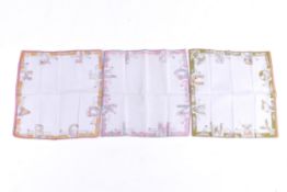 A set of three WWI A-Z children's handkerchiefs.