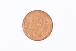 An 1877 Victoria Sovereign coin, Melbourne.