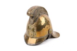 A late 19th/early 20th century brass Merryweather-type fireman's helmet.