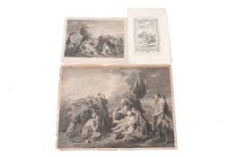 Three 18th century engravings depicting the death of General Wolfe.
