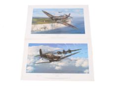 Philip E West (1949-1997), two aviation prints signed by the pilot Geoffrey Wellum.