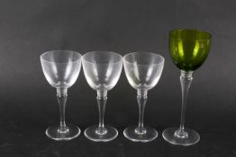 Four drinking glasses, boxed. Including Saint Louis Grand Lieu Chartreuse, etc.