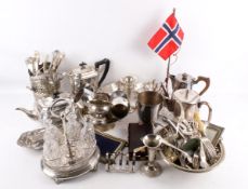 Collection of assorted silver plated items.