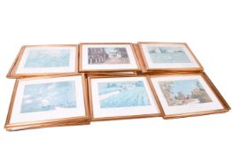 Charles Mozley (1914-1991) - set of 16 lithograph prints of French Chateaux.