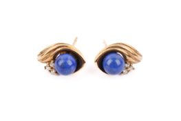 A pair of 9ct gold lapis lazuli earrings.