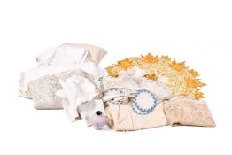 Textiles - a group of mostly table linen. Including table clothes, etc.