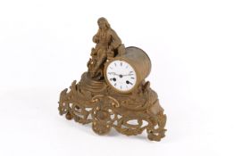 A painted spelter French mantel clock (af).