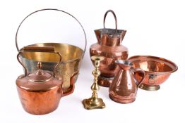 Collection of assorted copper and brassware.