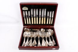 A George Butler canteen of mixed silver plated cutlery.