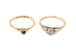 Two 18ct gold rings.