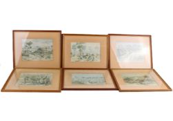 A set of six prints, 'mining Melbourne, circa 1855', framed and glazed.