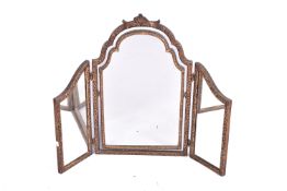 An early 20th century gilt gesso triple dressing table mirror.