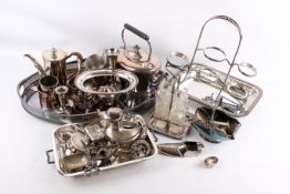 A collection of assorted silver plated items.