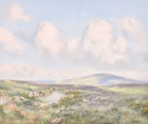 Pamela Derry (British 20th century), oil on board, Summer Moorland scene.