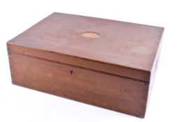 A oak canteen box (empty). Having two fitted trays.