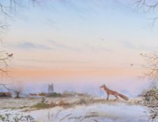 HAYMAN, PETER (BORN 1930) BRITISH winter watercolour. Image W29cm x H22cm. Frame size W55cm x H49cm.
