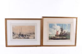 Wilfred Williams Ball and Thomas Hardy, two watercolours of boats.