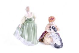Royal Doulton figure - Fair Lady HN 2193 and a Ricard Studio figure of a girl with a spaniel.