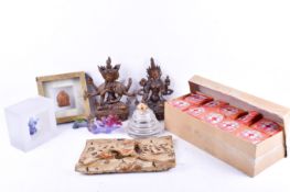 Collection of assorted Asian Buddhist related items.