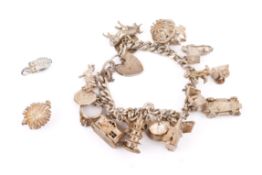 A silver charm bracelet.