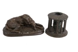 19th Century bronze of the Temple of Hercules Victor and an early 20th Century bronze of a