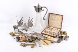 A quantity of assorted silver plated items. Including a claret jug, etc.