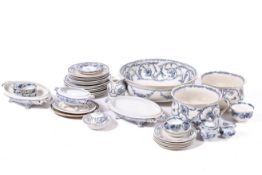 A large collection of assorted vintage blue and white china tableware.