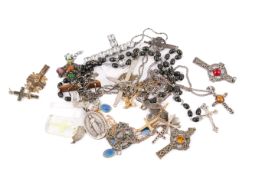 A small group of costume jewellery, mostly crosses. Including some beaded pieces.