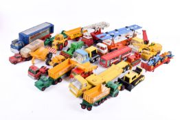 A quantity of assorted play worn diecast, mostly commercial vehicles.