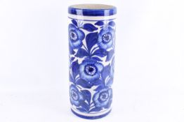 A continental pottery blue and white umbrella stand (AF).