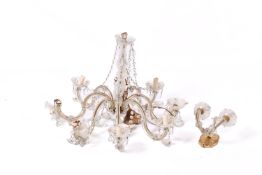 A vintage Italian style eight branch glass chandelier.