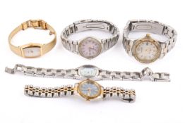 Five ladies' costume wristwatches.