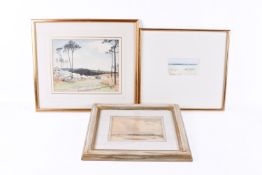 A group of three assorted framed and glazed watercolours.