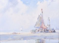 William Knox (1862-1925) - Fishermen on the Dutch Coast, watercolour.