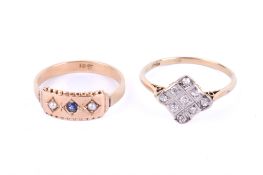 Two 18ct gold dress rings.