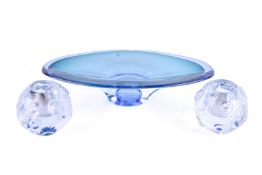 Three Kosta Boda studio art glass items.