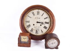 Three assorted time pieces. Including 'Salisbury' wall clock (af) and two mantel clocks.