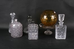 A group of assorted 20th century glassware. Including three glass decanters, etc.