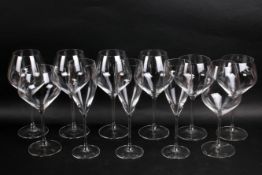 A mixed group of eleven Riedel crystal wine glasses. Largest H25.