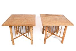 A pair of Oriental folding bamboo tea tables.