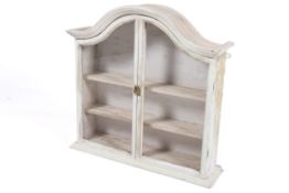 A contemporary painted dome top display cabinet. Having two doors and two fixed shelves.